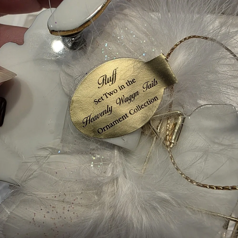 The Bradford Editions Heavenly Waggn Tails‎ Angel Dog Porcelain Ornaments 4pc